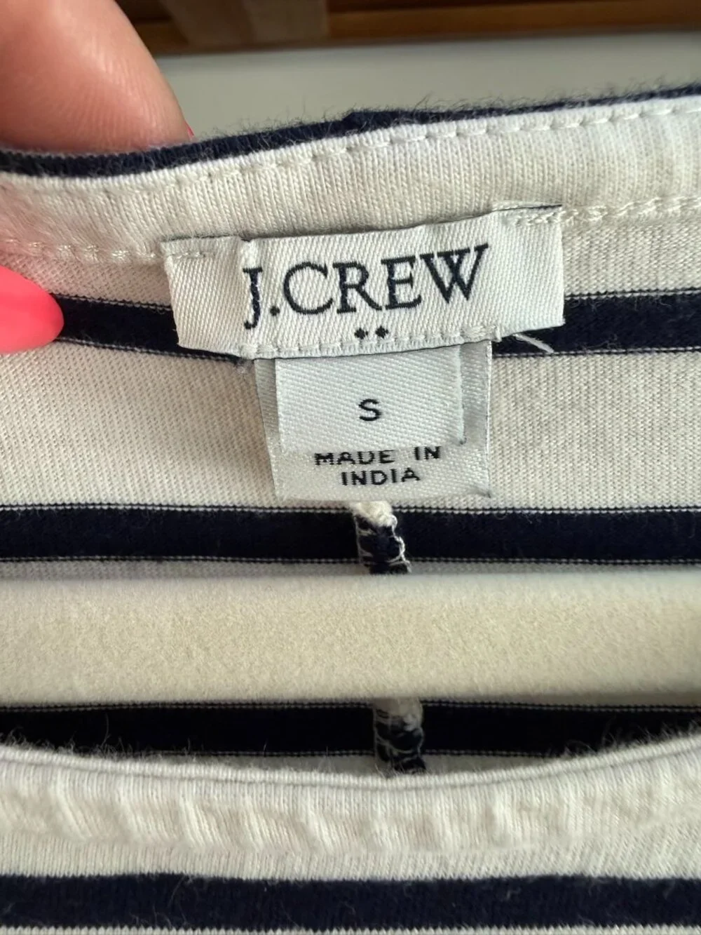 J.Crew Navy White Striped Ruffle Sleeve T-Shirt Dress Small 100% Cotton Nautical